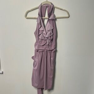 BCBG Lavender Halter Dress with Ruffle Detail